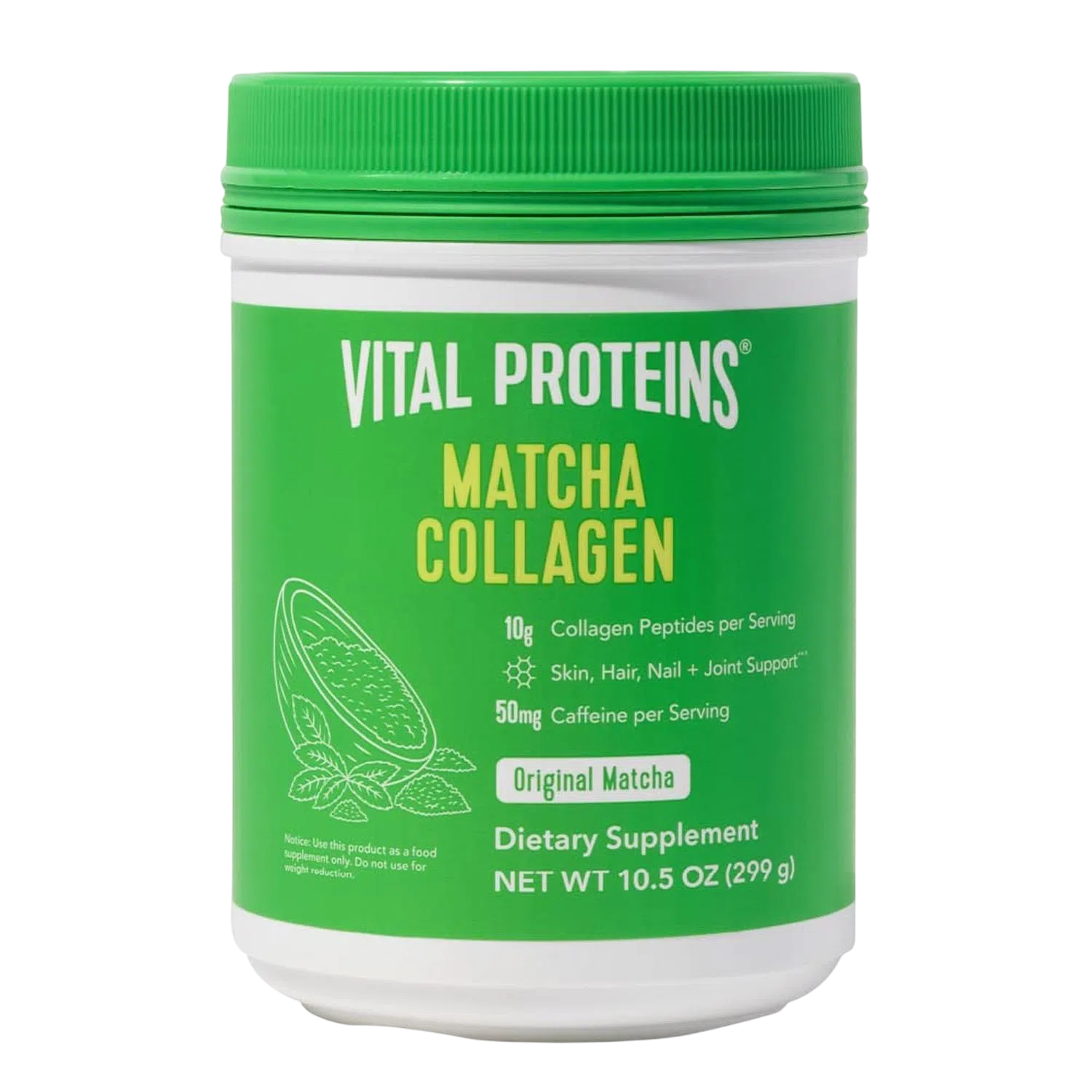 Colágeno de Matcha 10g + 50mg cafeína, 299g (10.5 oz) – Vital Proteins-Wellu