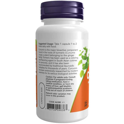 Curcumina y cúrcuma, 60 Cápsulas Veg – NOW Foods-Wellu