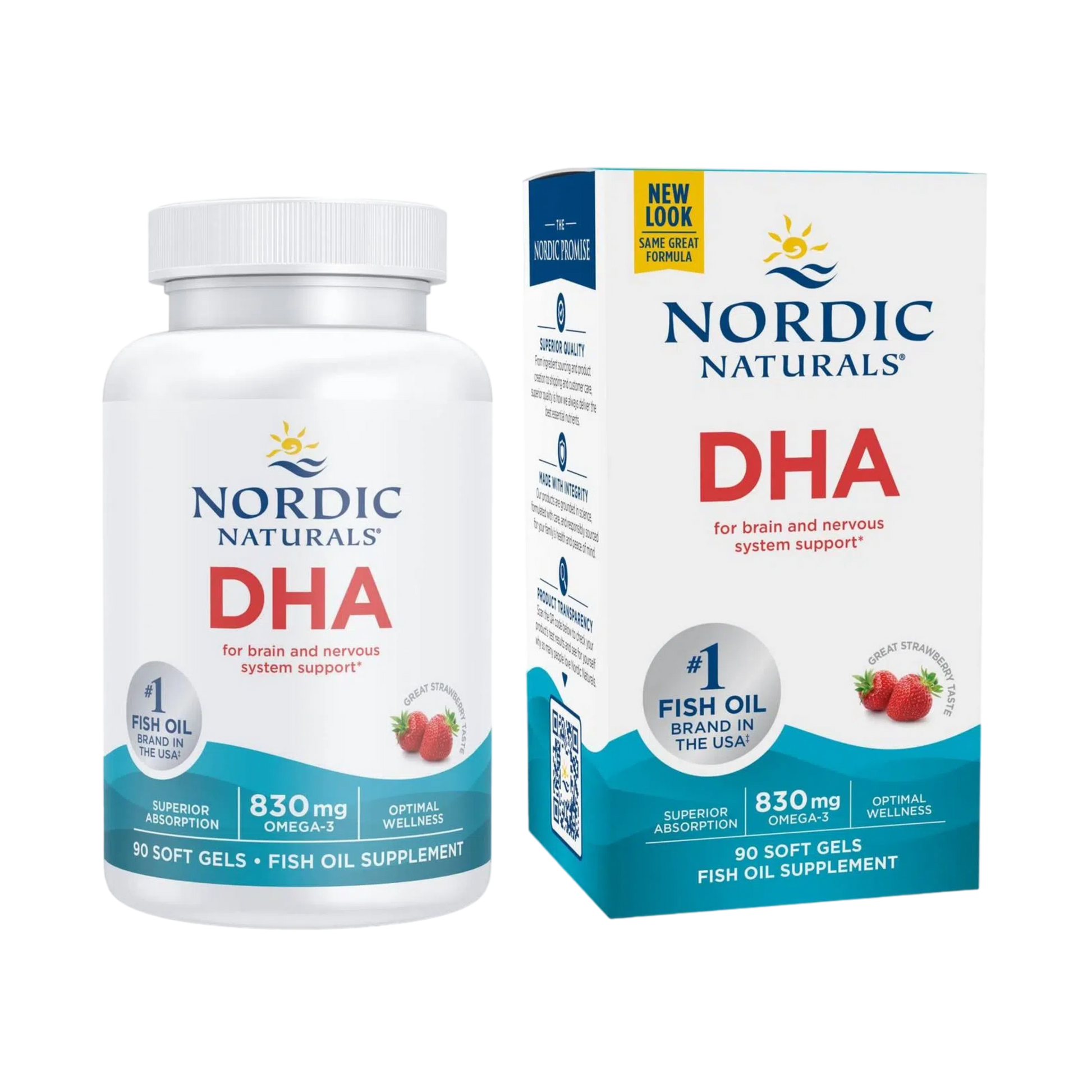 DHA 830 mg, (Omega 3), 90 Capsulas Blandas – Nordic Naturals-Wellu