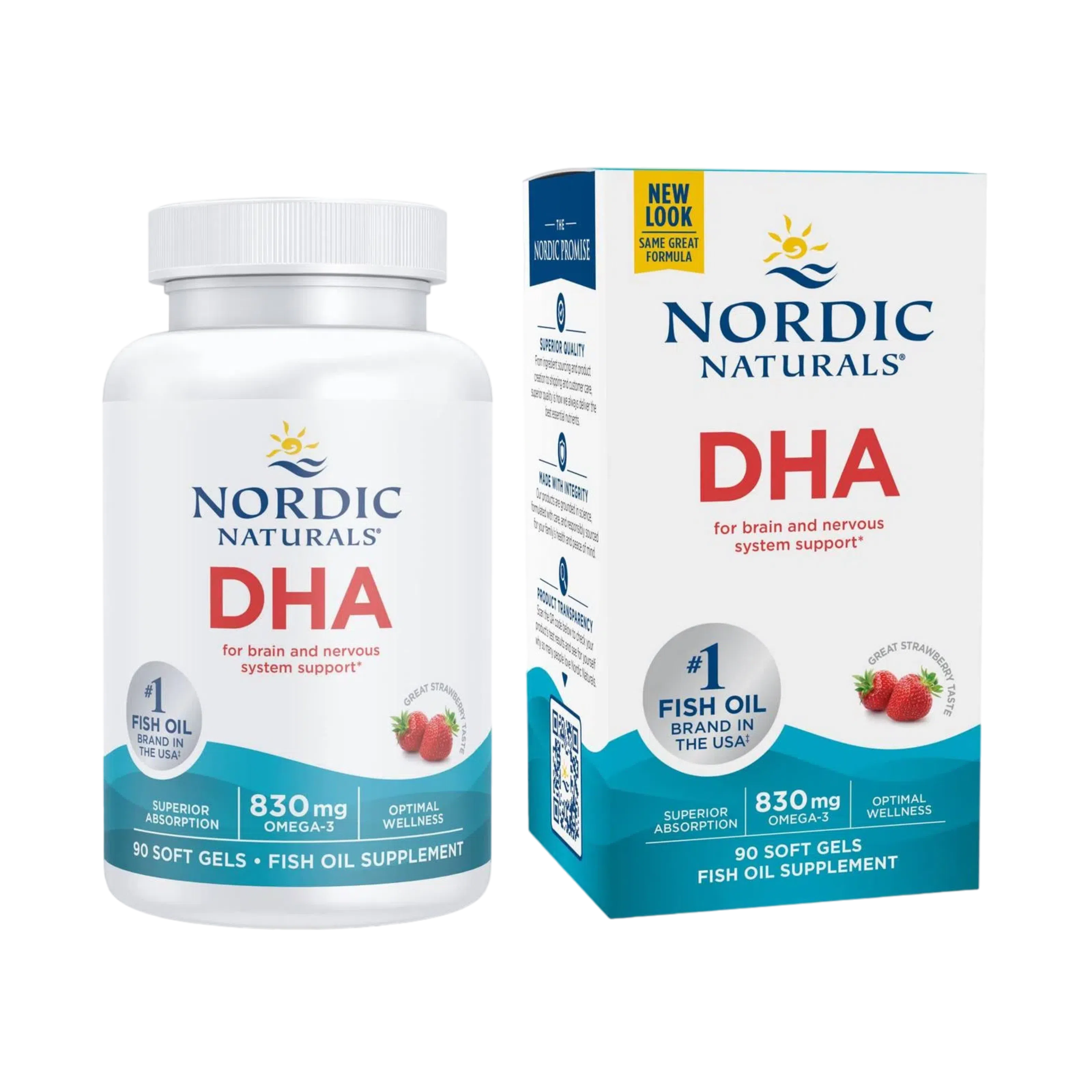 DHA 830 mg, (Omega 3), 90 Capsulas Blandas – Nordic Naturals-Wellu