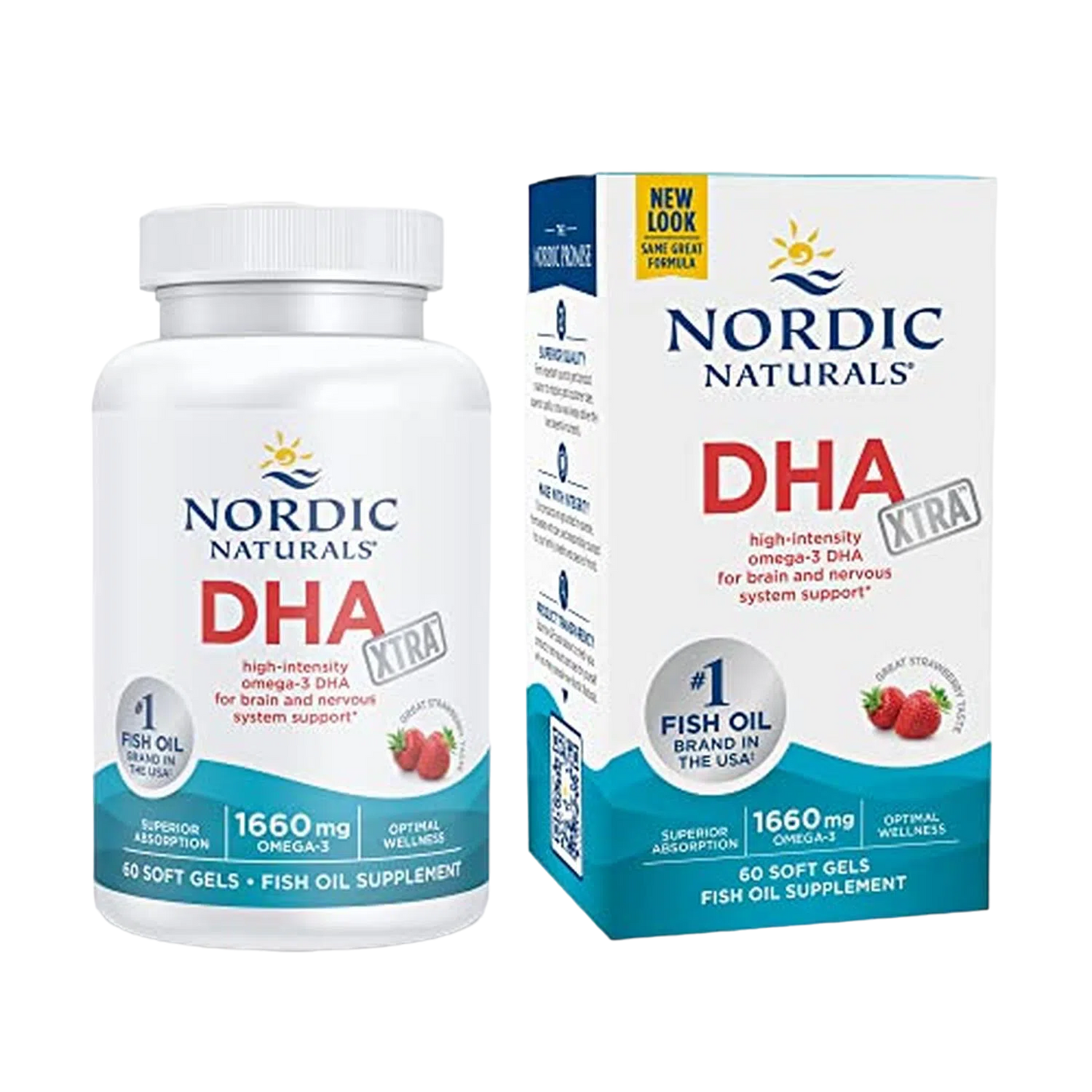 DHA Xtra Sabor Fresa 1660 mg, 60 Sofgtels – Nordic Naturals-Wellu