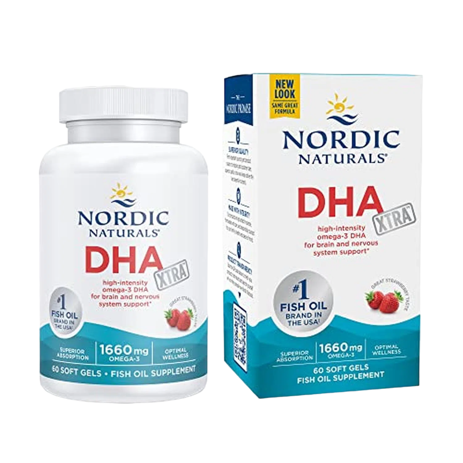 DHA Xtra Sabor Fresa 1660 mg, 60 Sofgtels – Nordic Naturals-Wellu