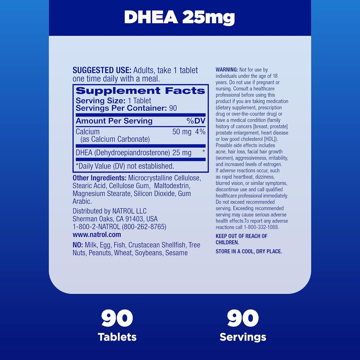 DHEA 25mg, 90 tabletas – Natrol