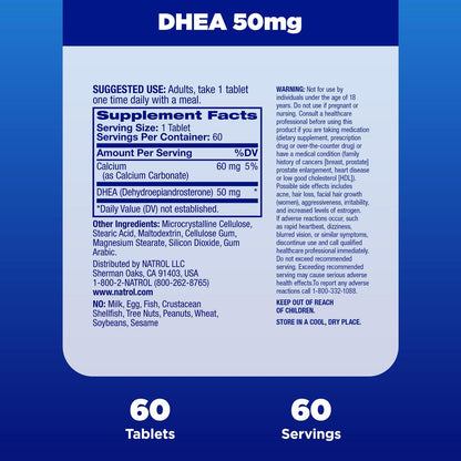 DHEA 50mg, 60 tabletas – Natrol-Wellu