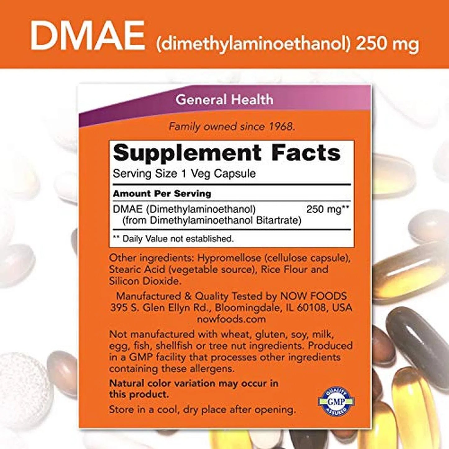 DMAE 250 mg, 100 Caps – NOW Foods-Wellu