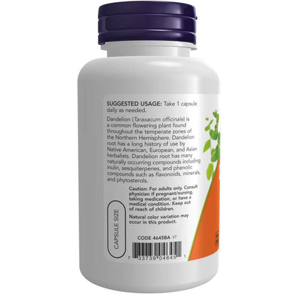 Diente de León Raiz Dandelion 500mg, 100 Vegcaps – NOW Foods-Wellu