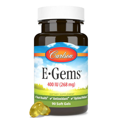 E-Gems 400 IU (Vitamina E) 268 mg, 90 Softgel – Carlson Labs-Wellu