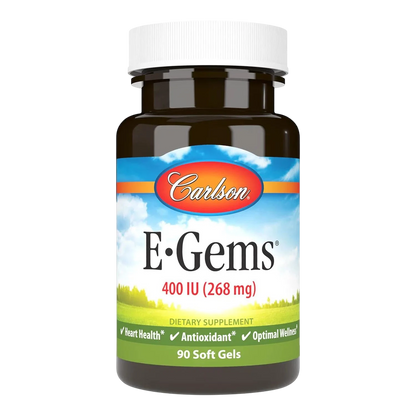 E-Gems 400 IU (Vitamina E) 268 mg, 90 Softgel – Carlson Labs-Wellu