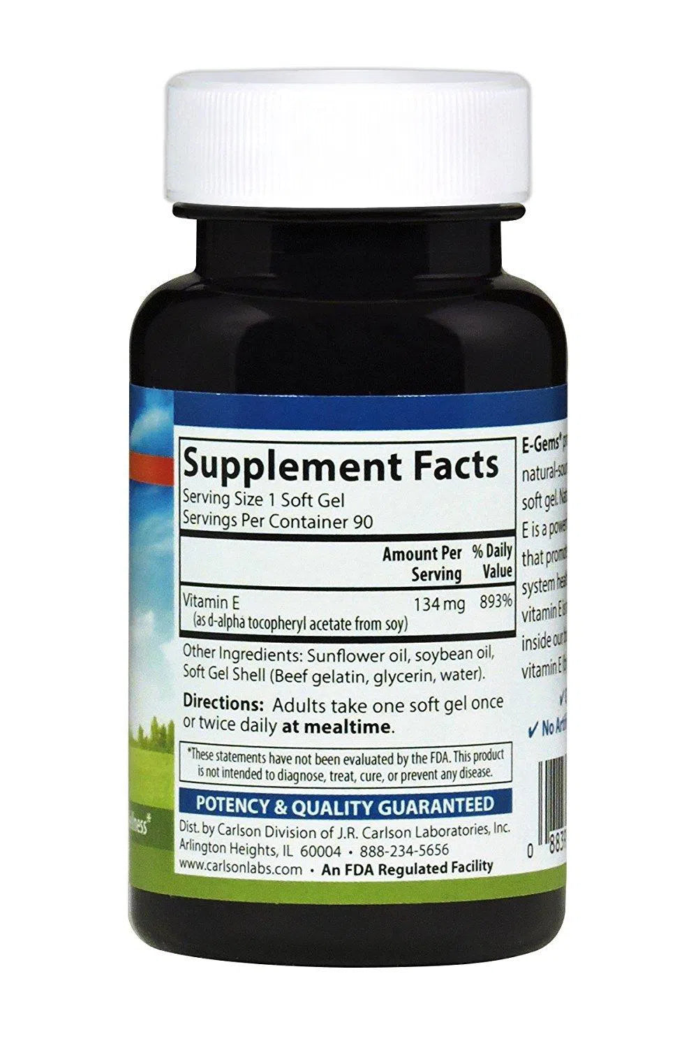 E-Gems Natural Vitamin E 200 IU, 90 Softgls – Carlson Labs-Wellu