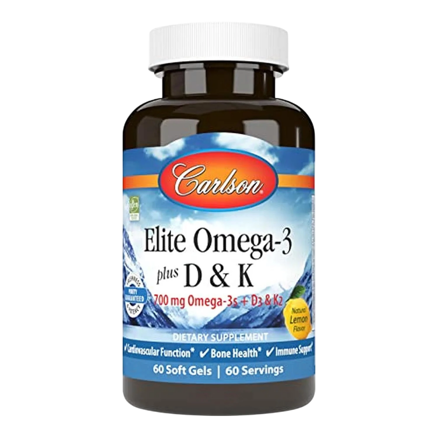 Elite Omega 3 + D3 & K2 Extensión de la Garantía, 60 Softg – Carlson Labs-Wellu