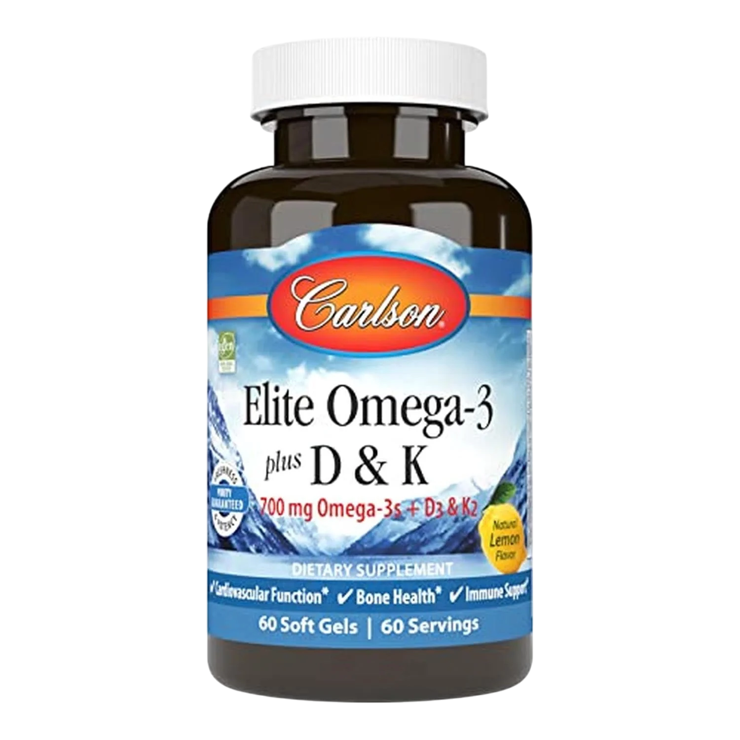 Elite Omega 3 + D3 & K2 Extensión de la Garantía, 60 Softg – Carlson Labs-Wellu