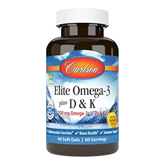 Elite Omega 3 + D3 & K2 Extensión de la Garantía, 60 Softg – Carlson Labs-Wellu