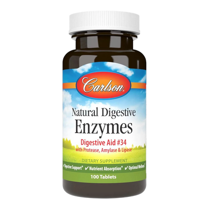 Enzimas Digestivas Naturales, 100 Tabletas – Carlson Labs-Wellu