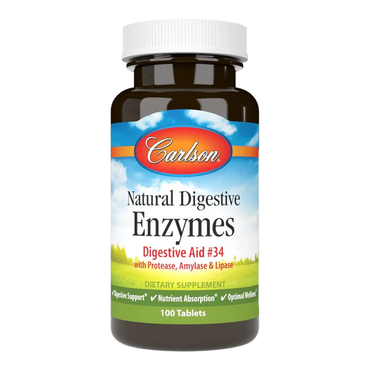 Enzimas Digestivas Naturales, 100 Tabletas – Carlson Labs-Wellu