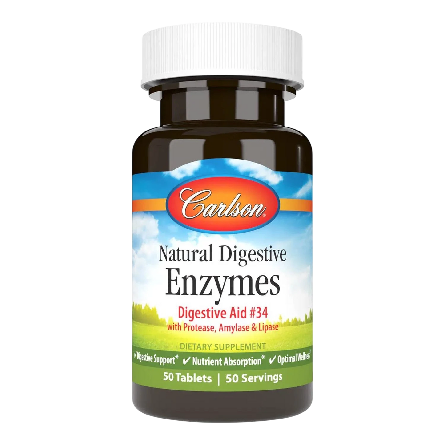 Enzimas Digestivas Naturales, 50 Tabletas – Carlson Labs-Wellu