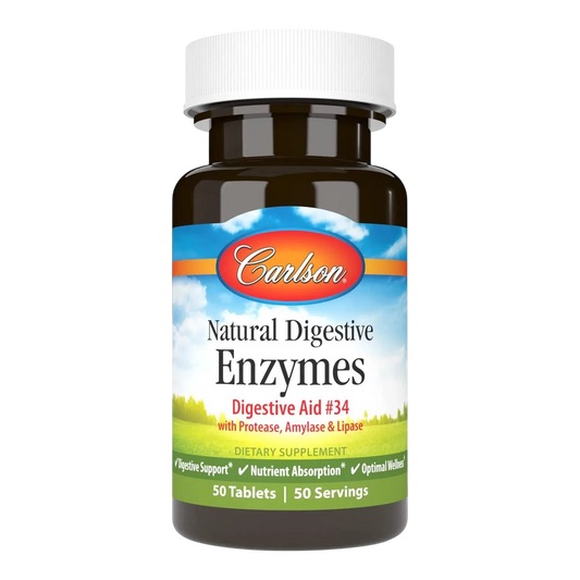 Enzimas Digestivas Naturales, 50 Tabletas – Carlson Labs-Wellu