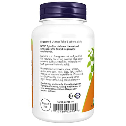 Espirulina 500 mg, orgánicos, 200 Tabletas – NOW Foods-Wellu