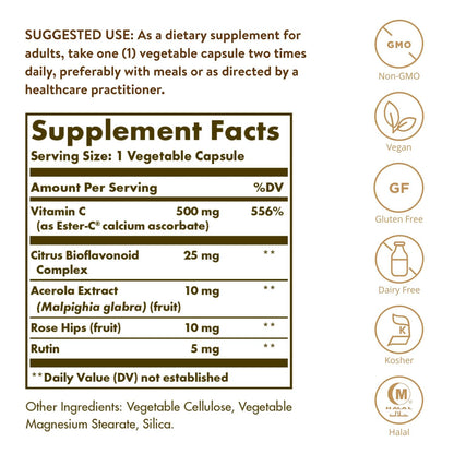 Ester-C 500mg (Vitamina C), 100 Cápsulas – Solgar-Wellu