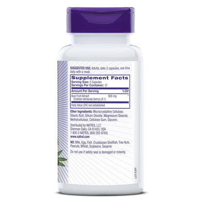 Extracto de Acai Berry 1000mg (Antioxidante), 75 Cápsulas – Natrol-Wellu