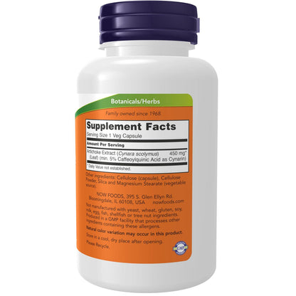 Extracto de Alcachofa 450mg, 90 cápsulas – NOW Foods-Wellu