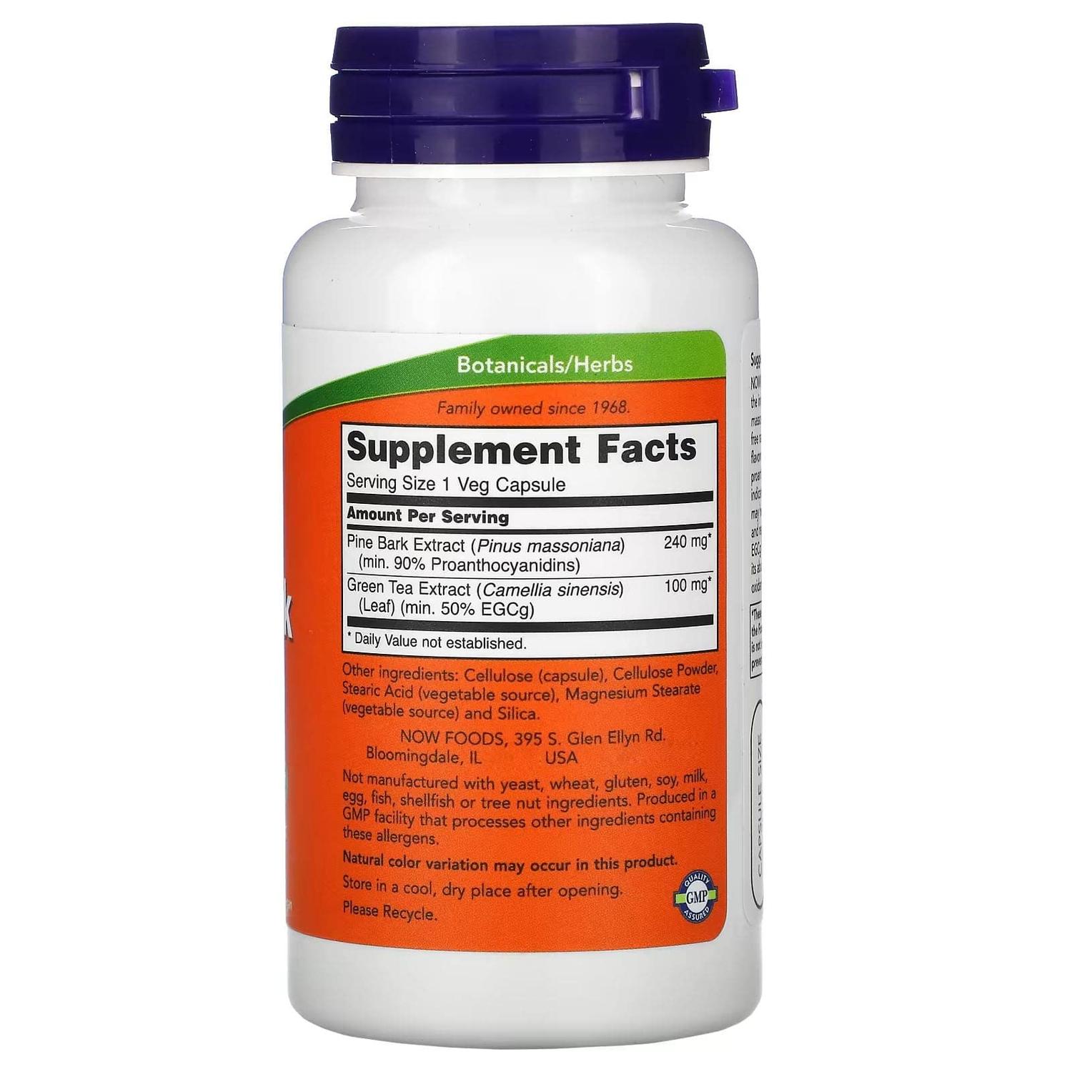 Extracto de Corteza de Pino 240mg, 90 cápsulas – NOW Foods-Wellu