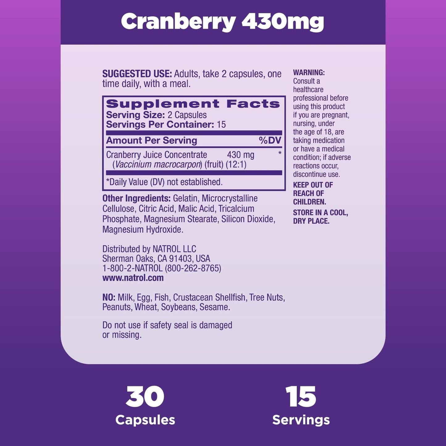 Extracto de arándano 800mg, 30 cápsulas – Natrol-Wellu