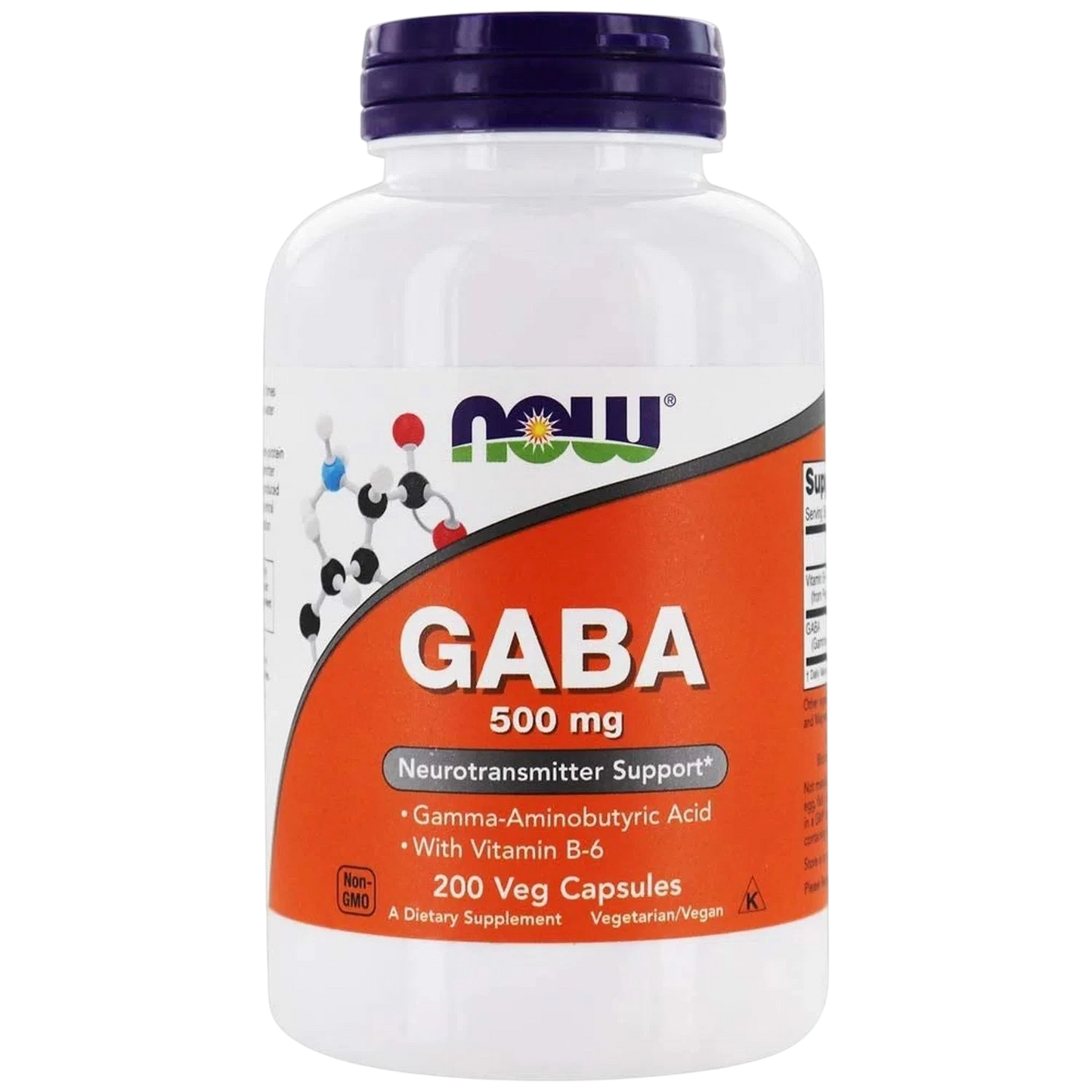 GABA de 500 mg, 200 Cápsulas Veg – NOW Foods-Wellu