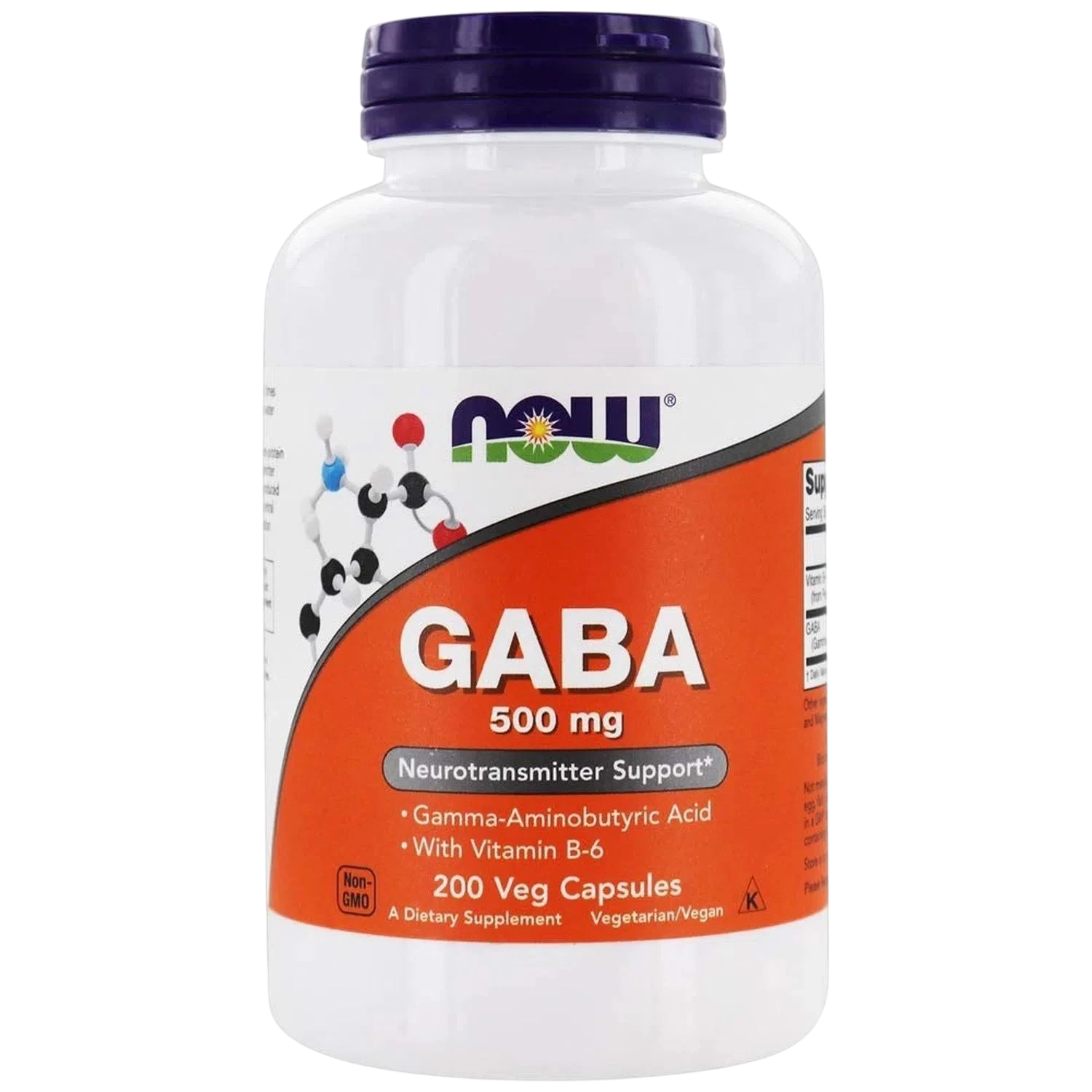 GABA de 500 mg, 200 Cápsulas Veg – NOW Foods-Wellu