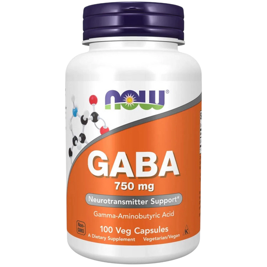 GABA de 750 mg, 100 Cápsulas Veg – NOW Foods-Wellu