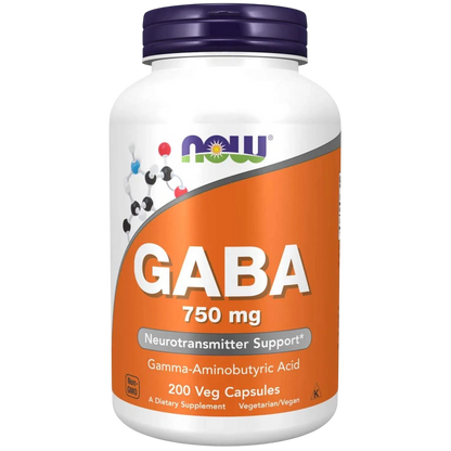 GABA de 750 mg, 200 Cápsulas Veg – NOW Foods-Wellu