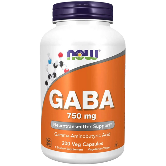 GABA de 750 mg, 200 Cápsulas Veg – NOW Foods-Wellu