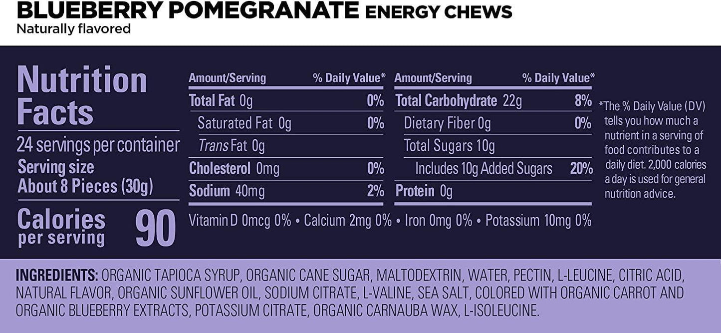 GU Chews Energía Blueberry, 720g (12 bolsas 60g) – GU Energy-Wellu