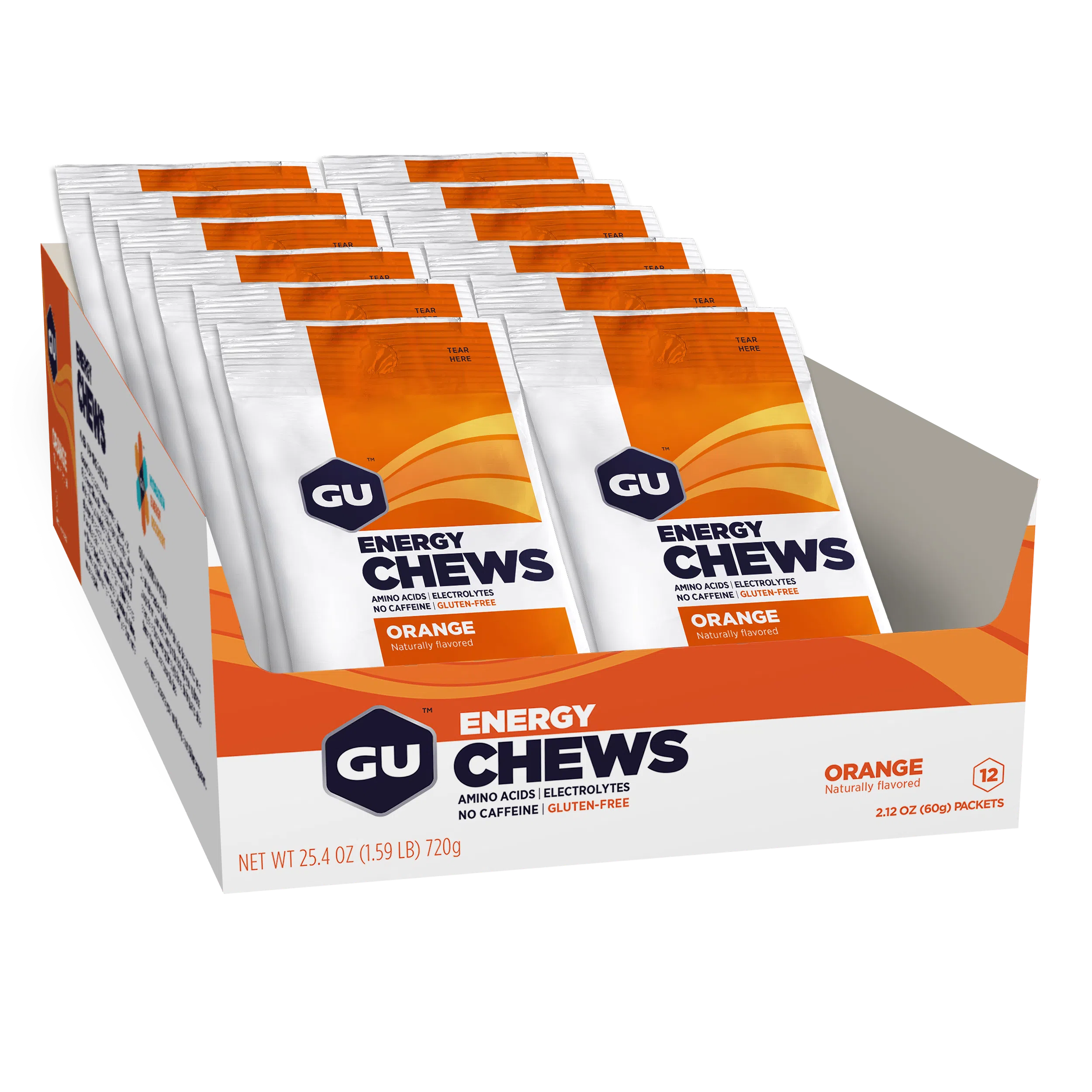 GU Chews Energía Orange, 720g (12 bolsas 60g) – GU Energy-Wellu