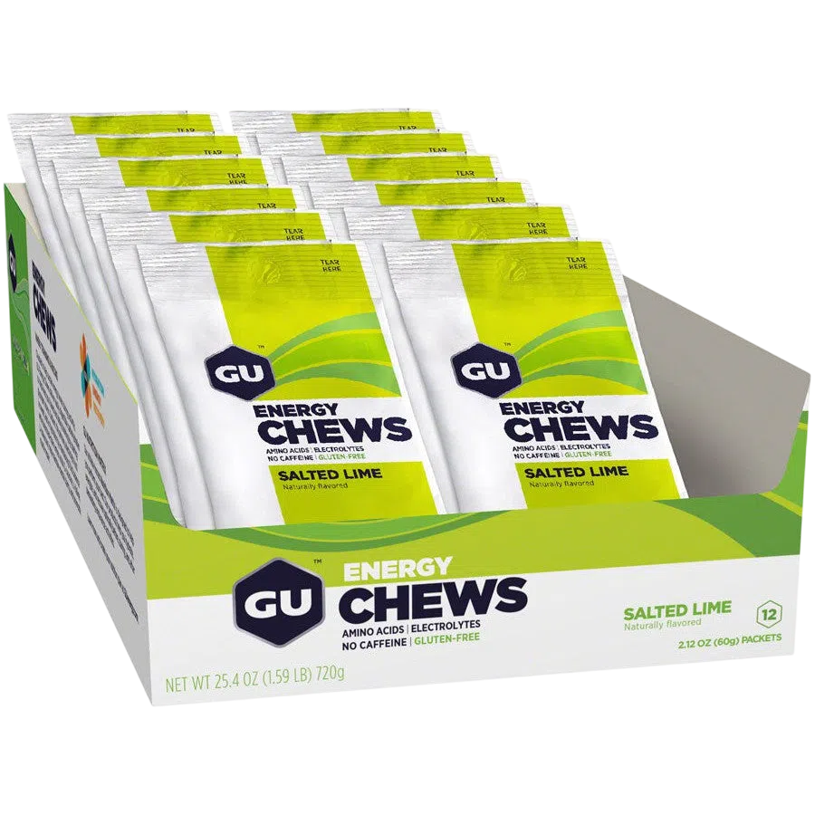 GU Chews Energía Salted Lime, 720g (12 bolsas 60g) – GU Energy-Wellu