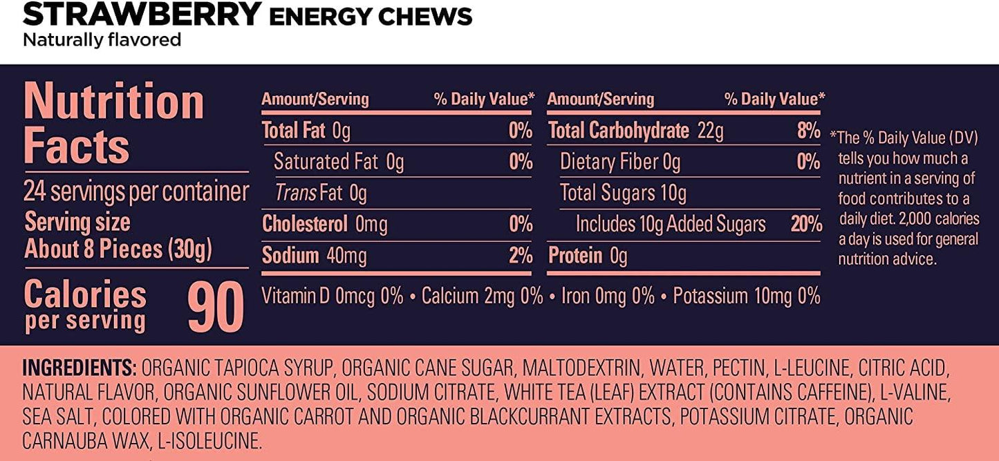 GU Chews Energía Strawberry (20 mg Cafeína), 60g – GU Energy-Wellu