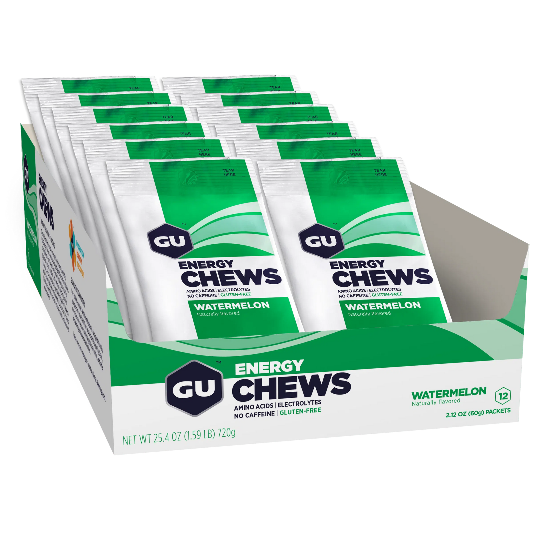 GU Chews Energía Watermelon, 720g (12 bolsas 60g) – GU Energy-Wellu