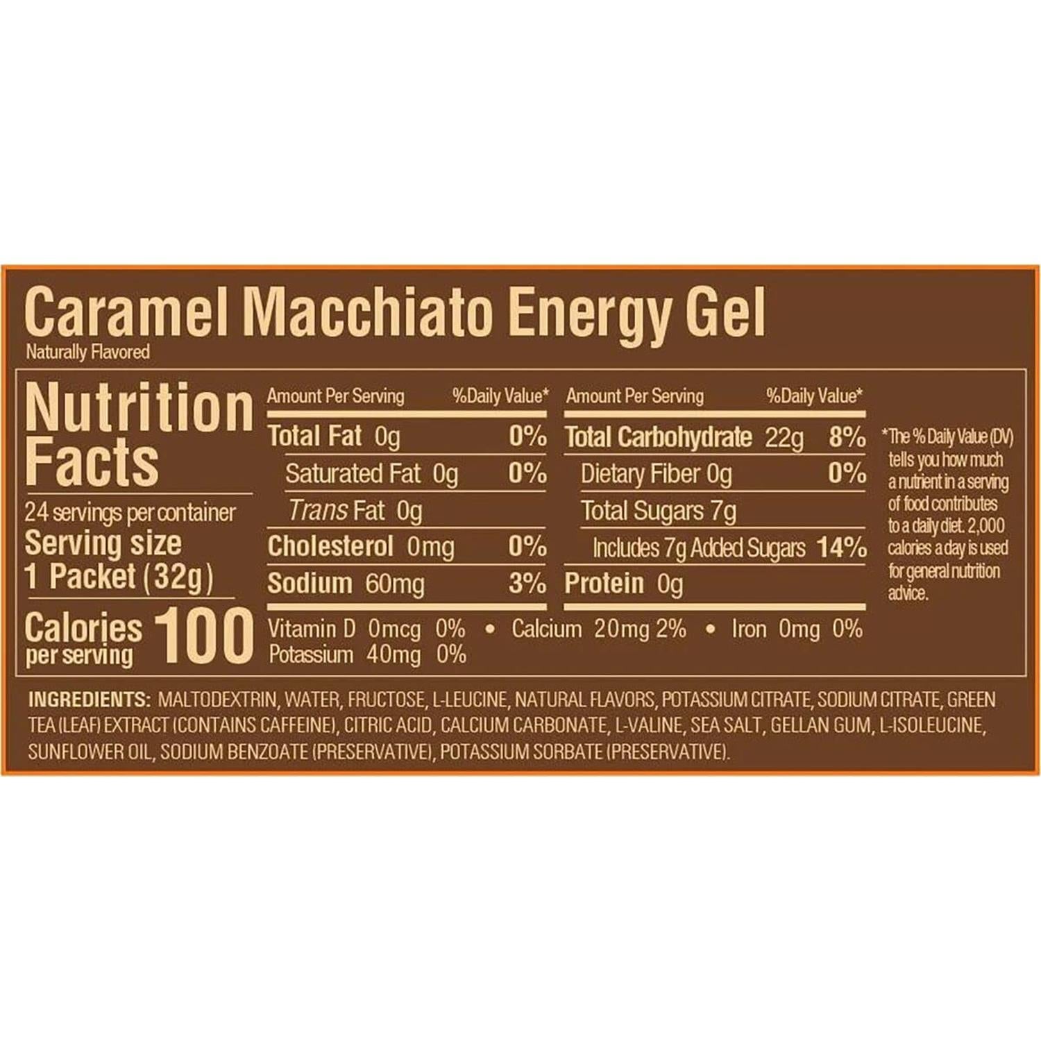 GU Gel Energía, Caramel Machiatto (40 mg Cafeína) 768g (24 gels 32g) – GU Energy-Wellu
