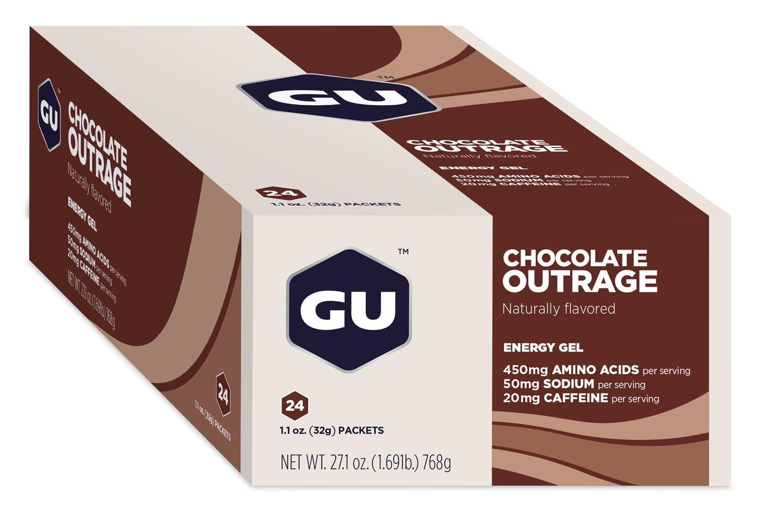 GU Gel Energía, Chocolate (20 mg Cafeína) 768g (24 gels 32g) – GU Energy-Wellu