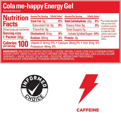 GU Gel Energía, Cola Me Happy (40 mg Cafeína) 768g (24 gels 32g) – GU Energy-Wellu