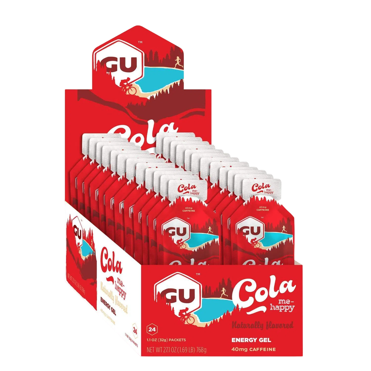 GU Gel Energía, Cola Me Happy (40 mg Cafeína) 768g (24 gels 32g) – GU Energy-Wellu