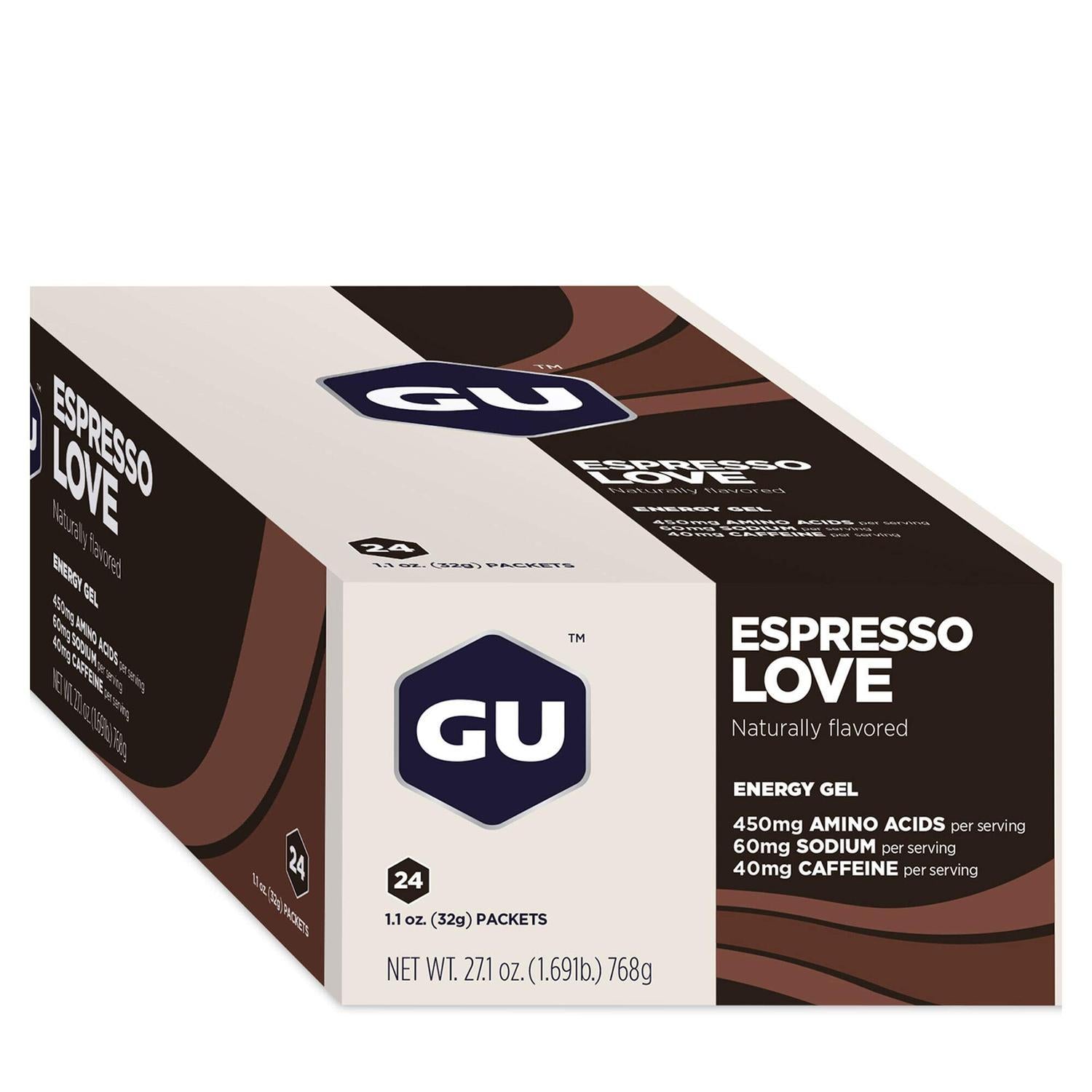 GU Gel Energía, Espresso Love (40 mg Cafeína) 768g (24 gels 32g) – GU Energy-Wellu