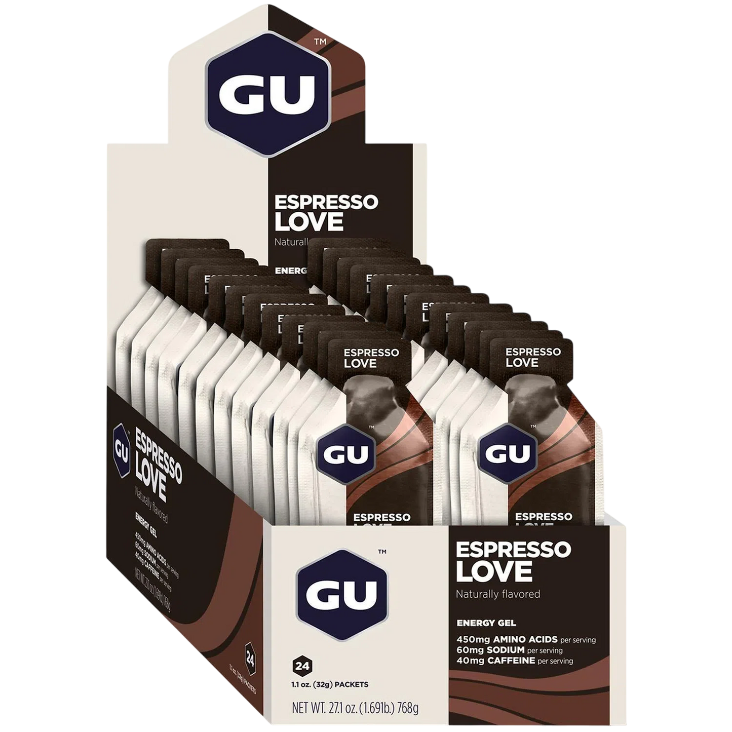 GU Gel Energía, Espresso Love (40 mg Cafeína) 768g (24 gels 32g) – GU Energy-Wellu
