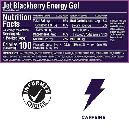 GU Gel Energía, Jet Blackberry (40 mg Cafeína) 32g – GU Energy-Wellu