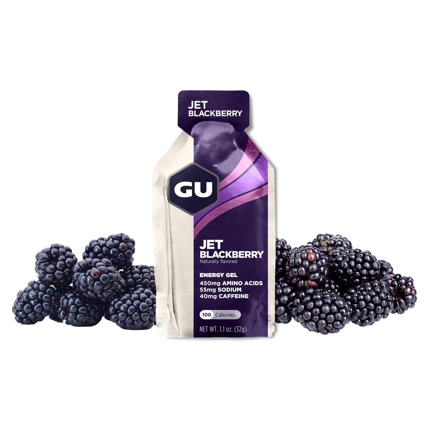 GU Gel Energía, Jet Blackberry (40 mg Cafeína) 768g (24 gels 32g) – GU Energy-Wellu