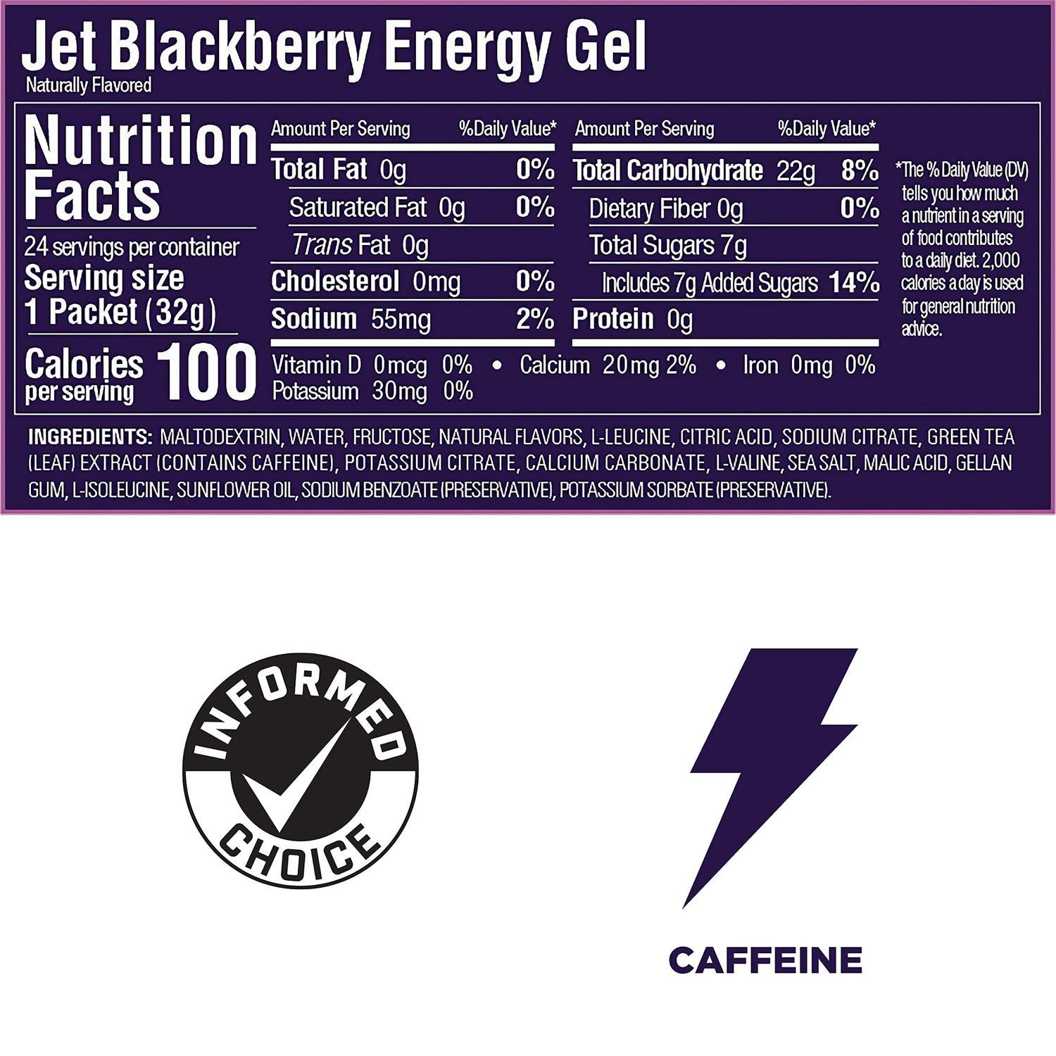 GU Gel Energía, Jet Blackberry (40 mg Cafeína) 768g (24 gels 32g) – GU Energy-Wellu