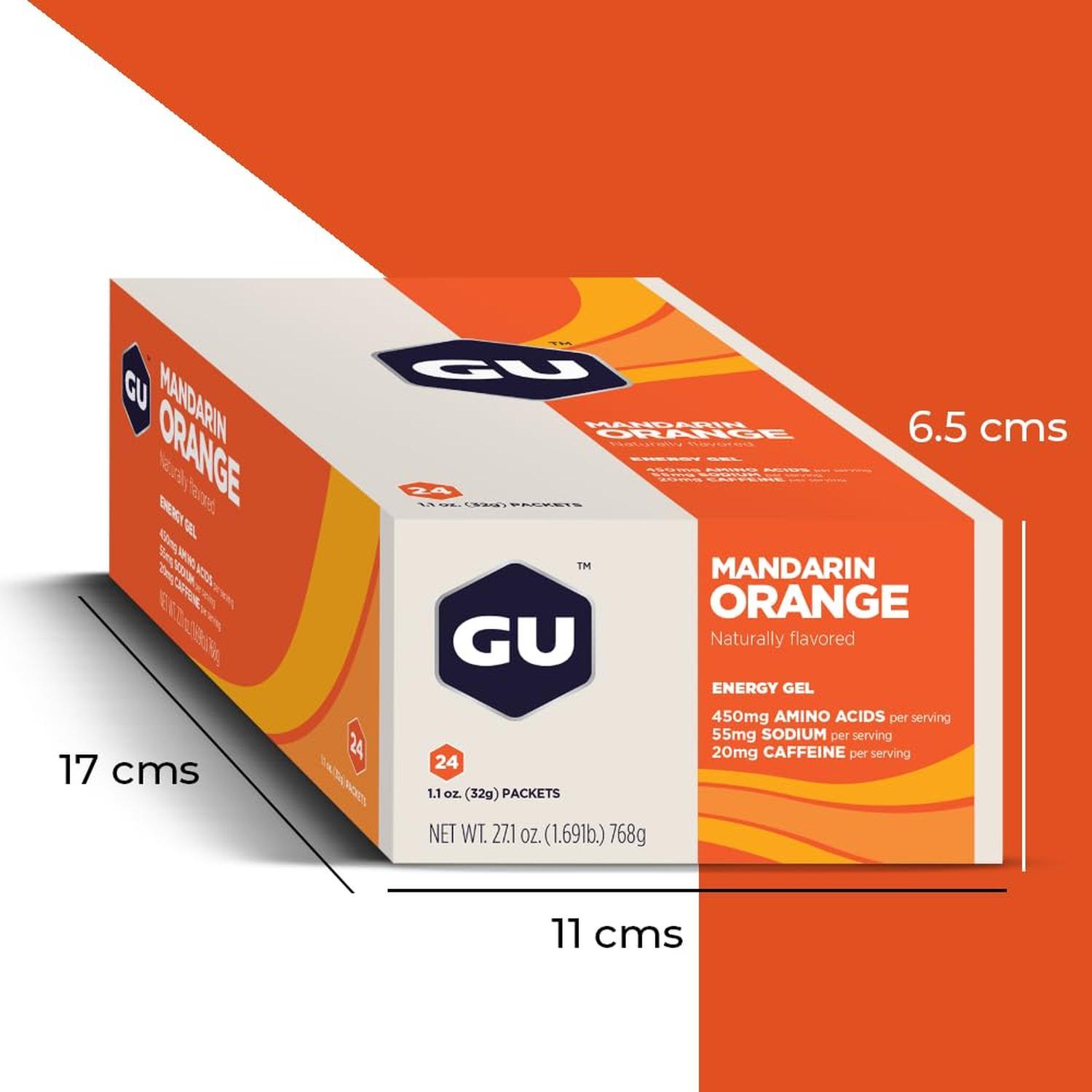 GU Gel Energía, Mandarin Orange (20 mg Cafeína) 768g (24 gels 32g) – GU Energy-Wellu