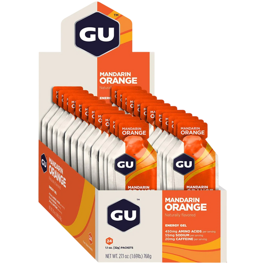 GU Gel Energía, Mandarin Orange (20 mg Cafeína) 768g (24 gels 32g) – GU Energy-Wellu