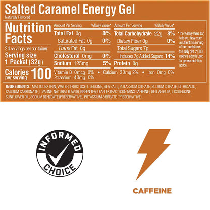 GU Gel Energía, Salted Caramel (20 mg Cafeína) 768g (24 gels 32g) – GU Energy-Wellu