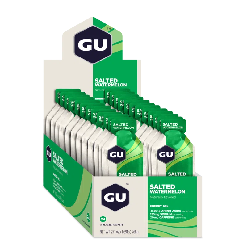 GU Gel Energía, Salted Watermelon (20 mg Cafeína) 768g (24 gels 32g) – GU Energy-Wellu