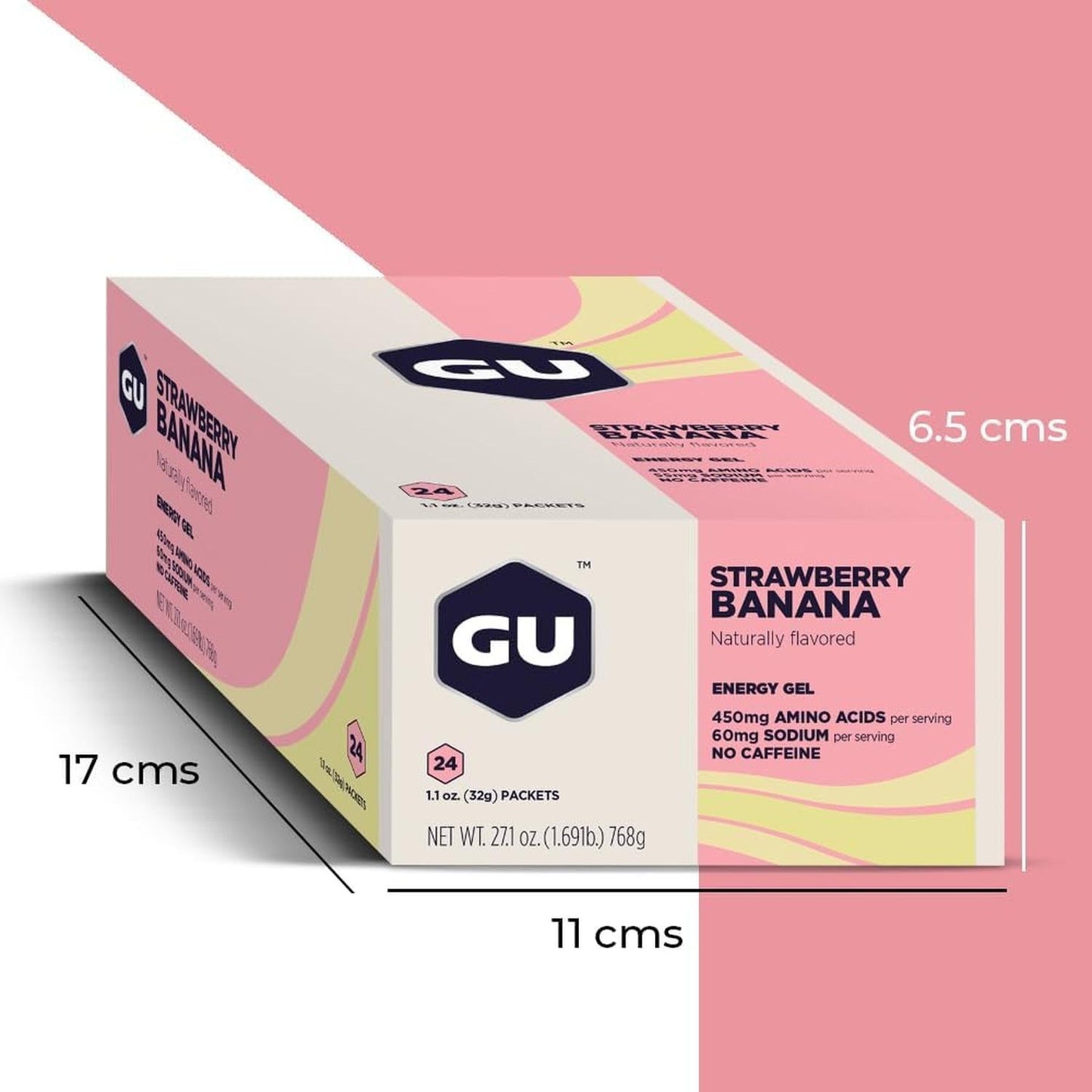 GU Gel Energía, Strawberry Banana 768g (24 gels 32g) – GU Energy-Wellu